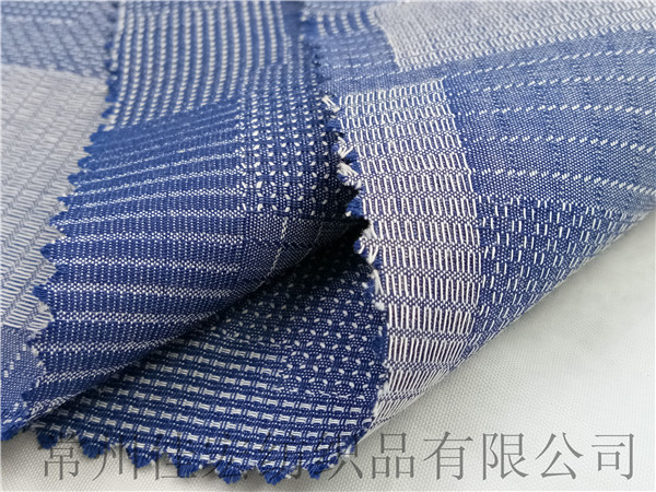 靛藍(lán)色織大提花面料