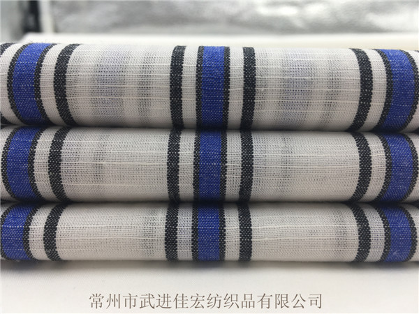色織棉麻條紋布，梭織棉麻面料生產廠家